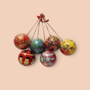 Hand-Painted Kashmiri Papier-Mache Baubles