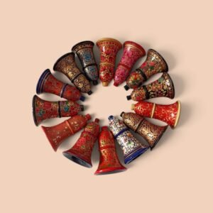 Hand-Painted Kashmiri Papier Mache Christmas Bell Ornament