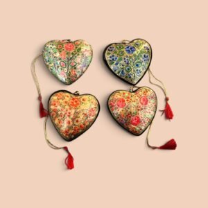Hand-Painted Kashmiri Papier Mache Heart Ornament