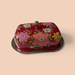 Hand-Painted Enamelware Stainless Steel Butter Dish (1 Lb Capacity)